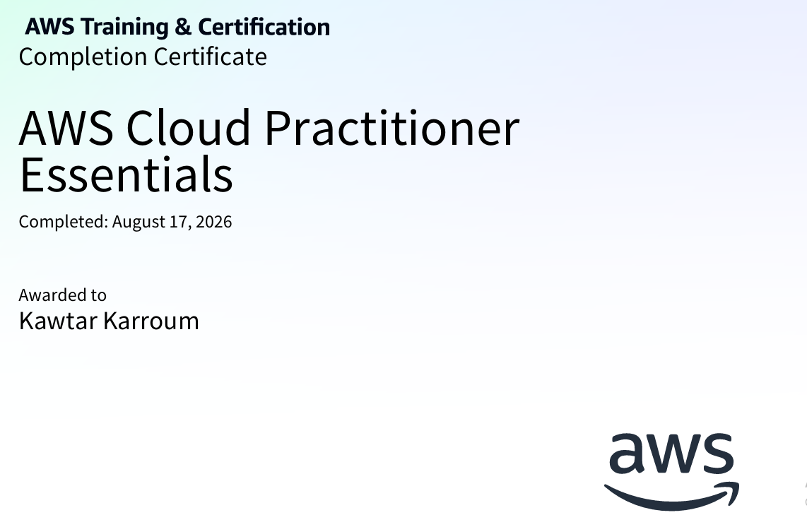 AWS Certificate of Completion